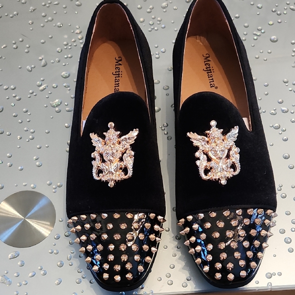 Black Studded Loafers for Men Or Women. NEW